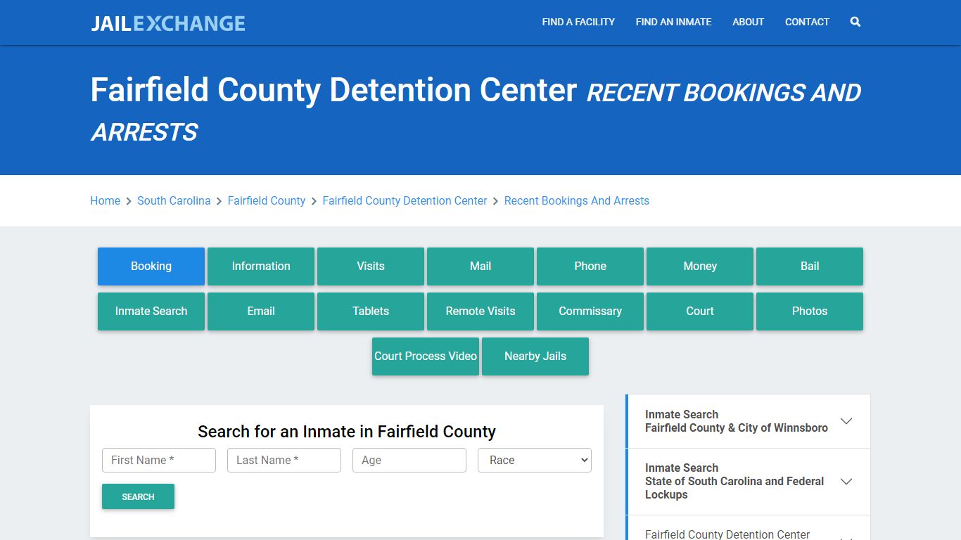 Fairfield County Detention Center Recent Bookings And Arrests