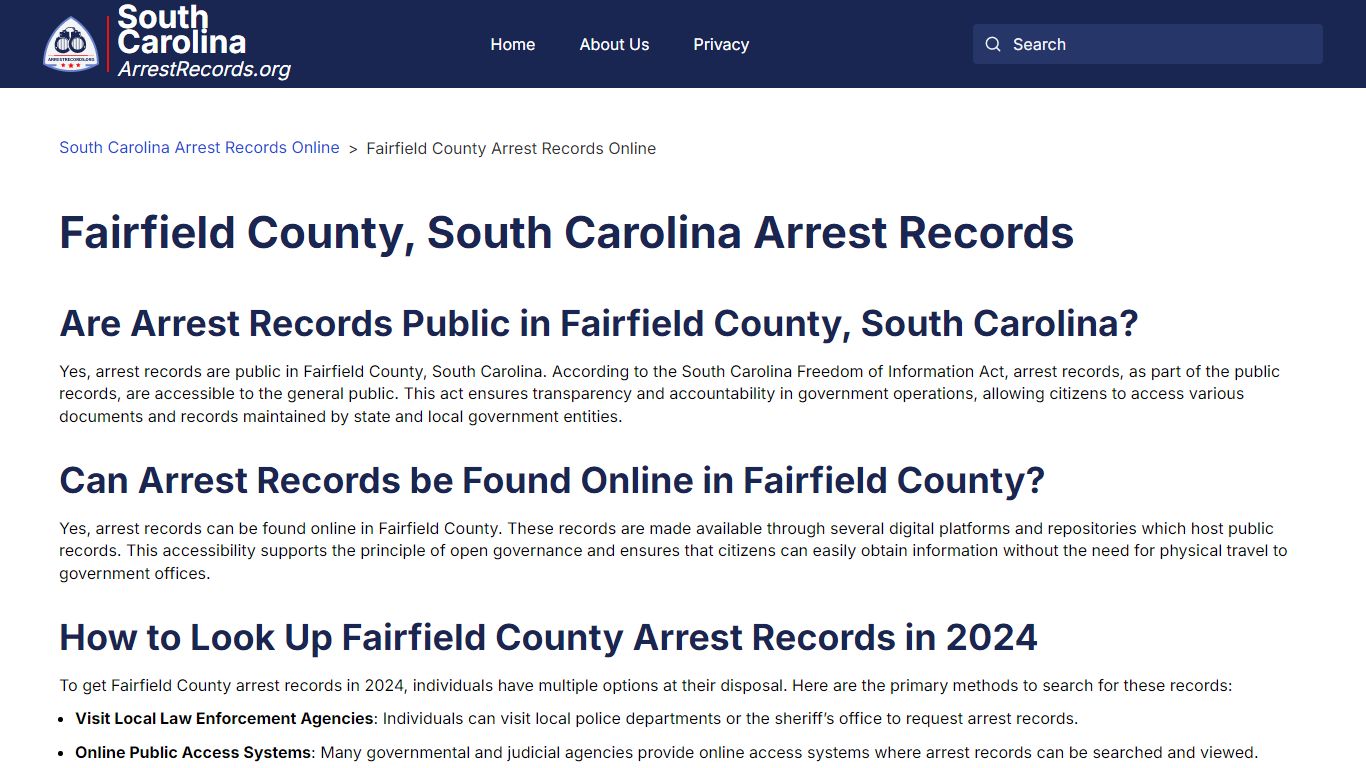 Fairfield County, South Carolina Arrest Records Look Up ...